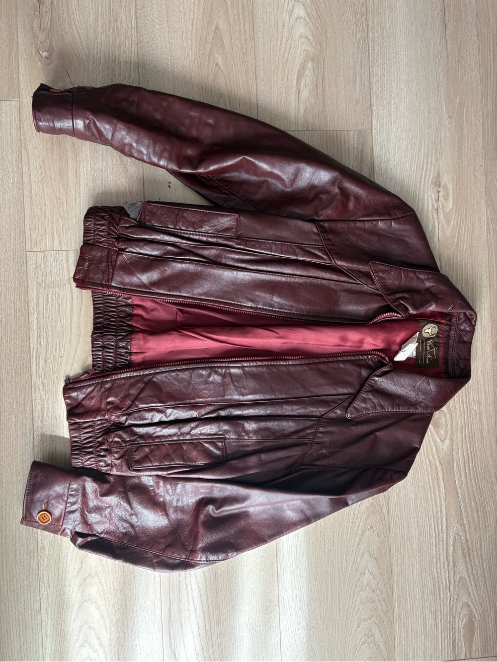 Women's Burgundy Leather Bomber Jacket - Classic Bomber Fit
